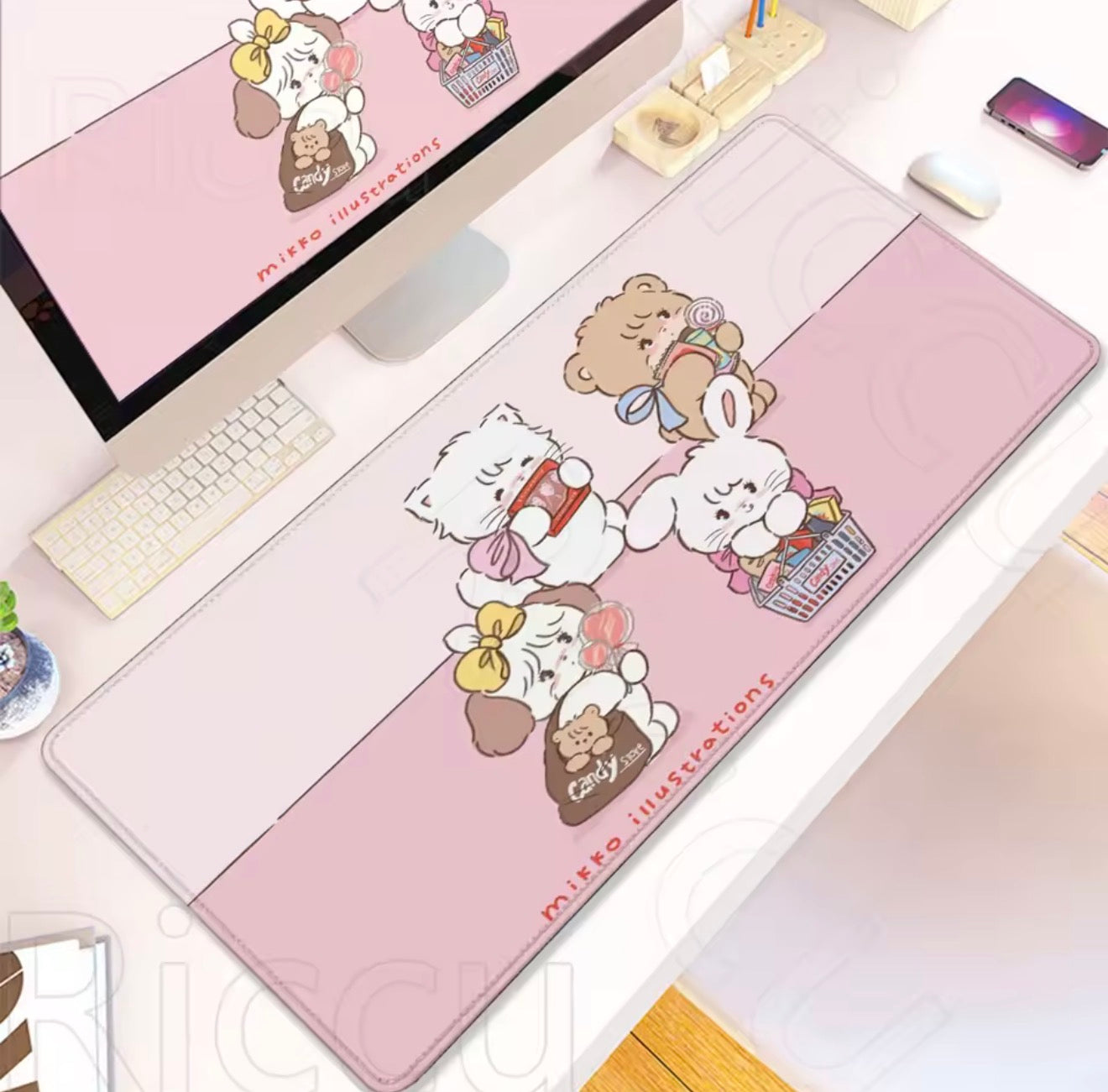 Mikko illustrations Family Shopping Large Desk Mat