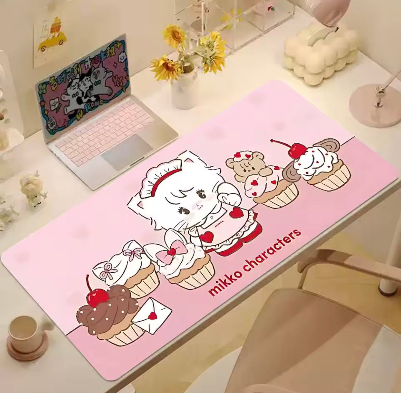 Mikko illustrations Mousse Bakery Large Desk Mat