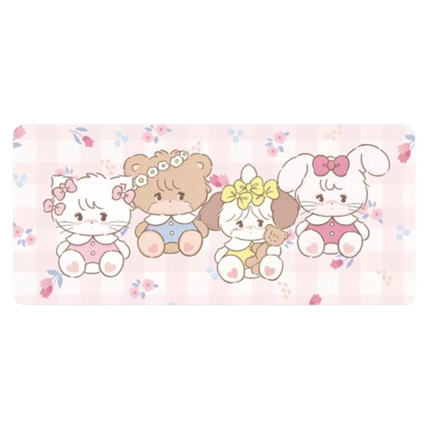 Mikko illustrations Family Plaid & Florals Large Desk Mat