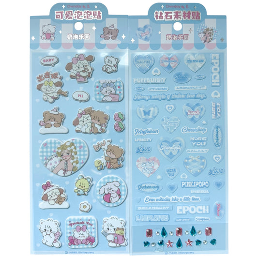 Mikko illustrations 3D Puffy Stickers With Gems- Blue