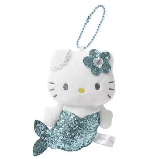 Hello Kitty Glitter Mermaid Plush Keychain (BLUE)