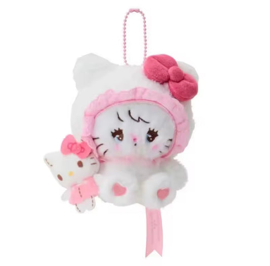 Mikko x Sanrio Mousse/Hello Kitty Plush Keychain