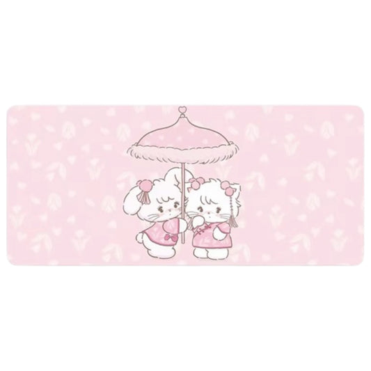 Mikko illustrations Pink Umbrella Large Desk Mat