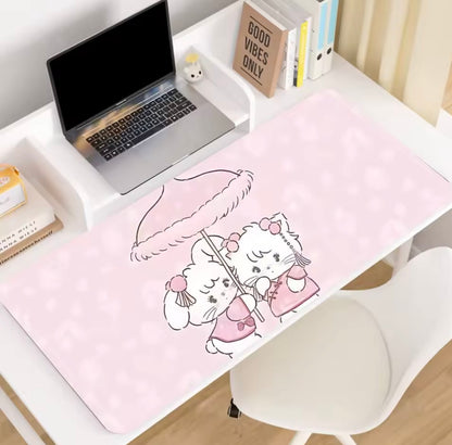 Mikko illustrations Pink Umbrella Large Desk Mat