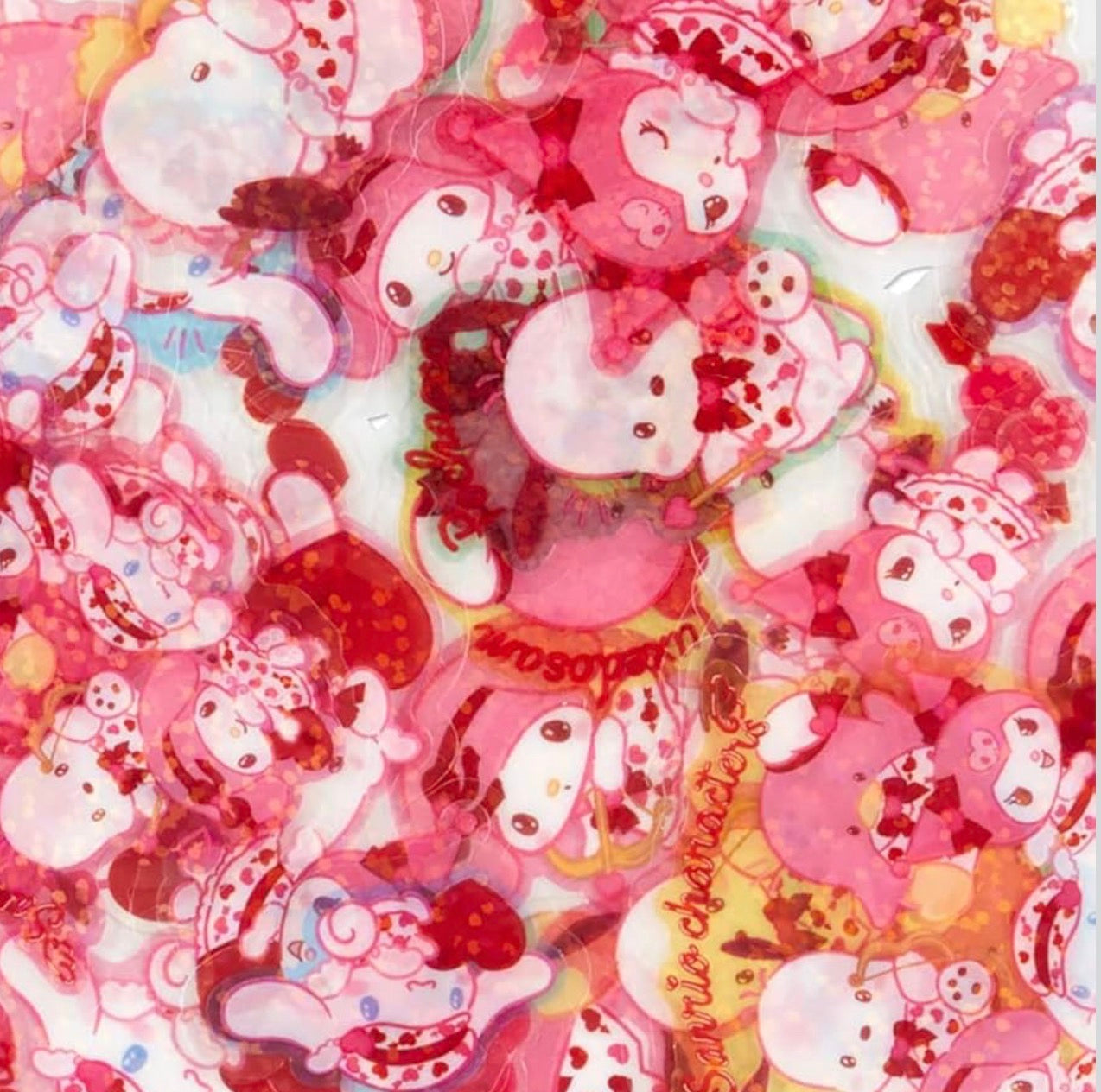 Sanrio Characters Valentine Sparkling Sticker Flakes Set 50ct