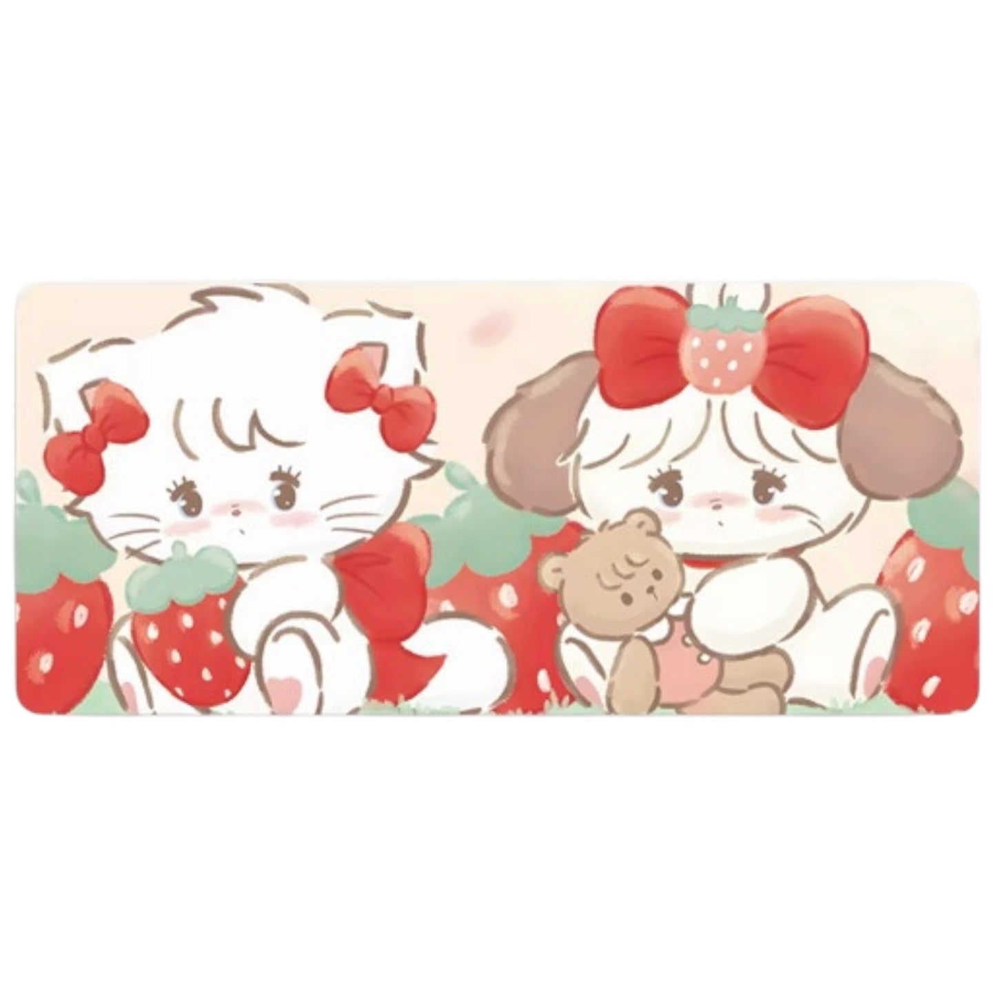 Mikko illustrations Mousse & Soufflé Strawberry Large Desk Mat