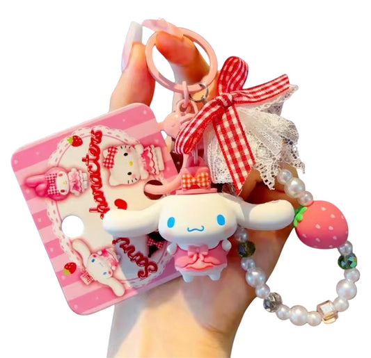 Cinnamoroll Strawberry Plaid Keychain Pendant