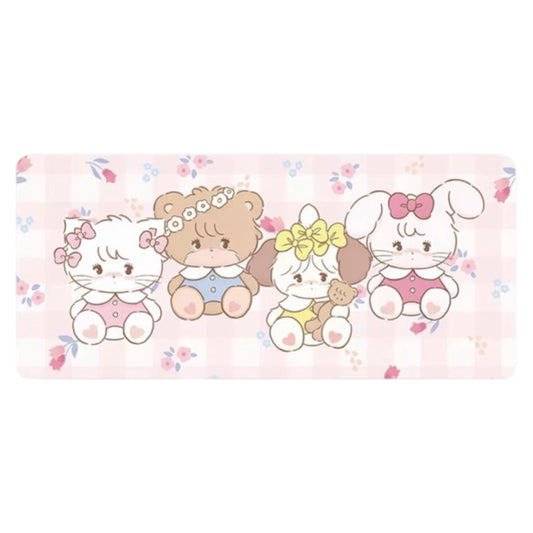 Mikko illustrations Family Plaid & Florals Large Desk Mat