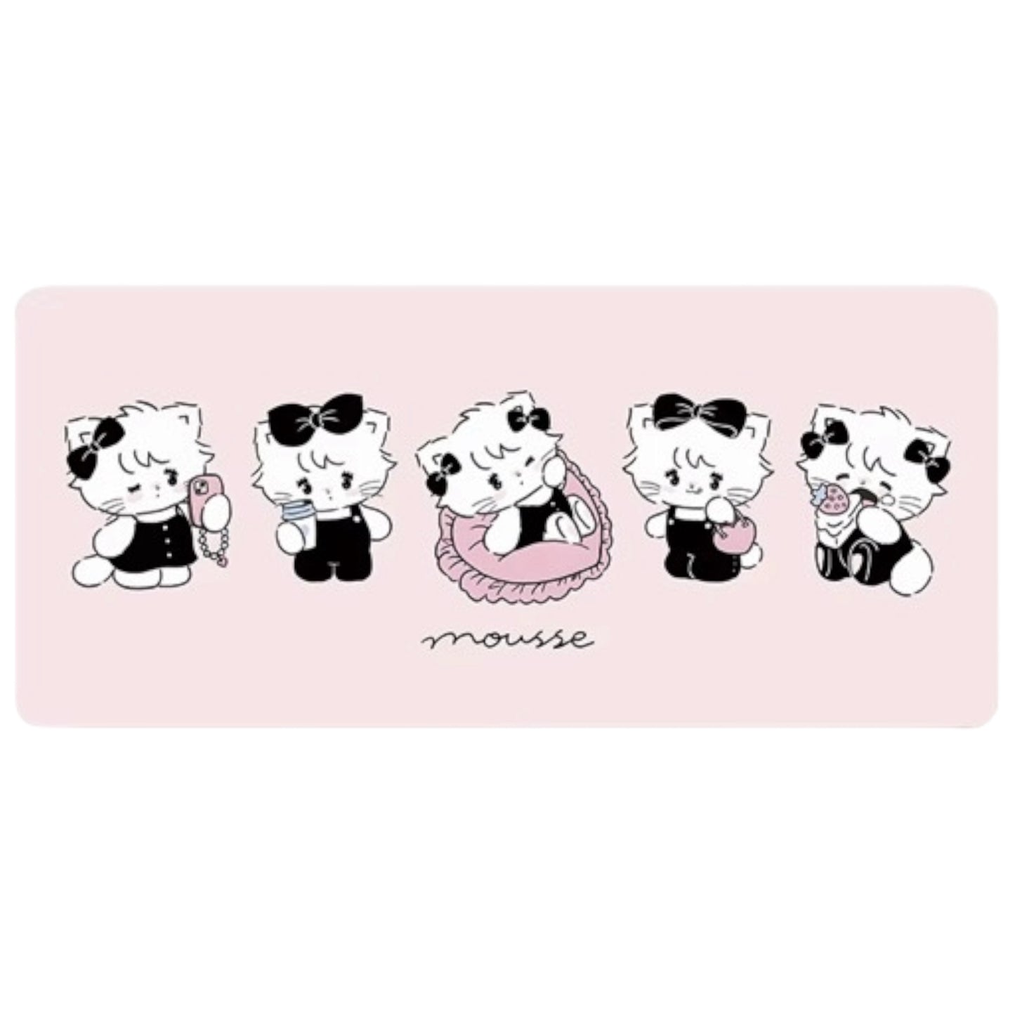 Mikko illustrations Mousse in Black Large Desk Mat