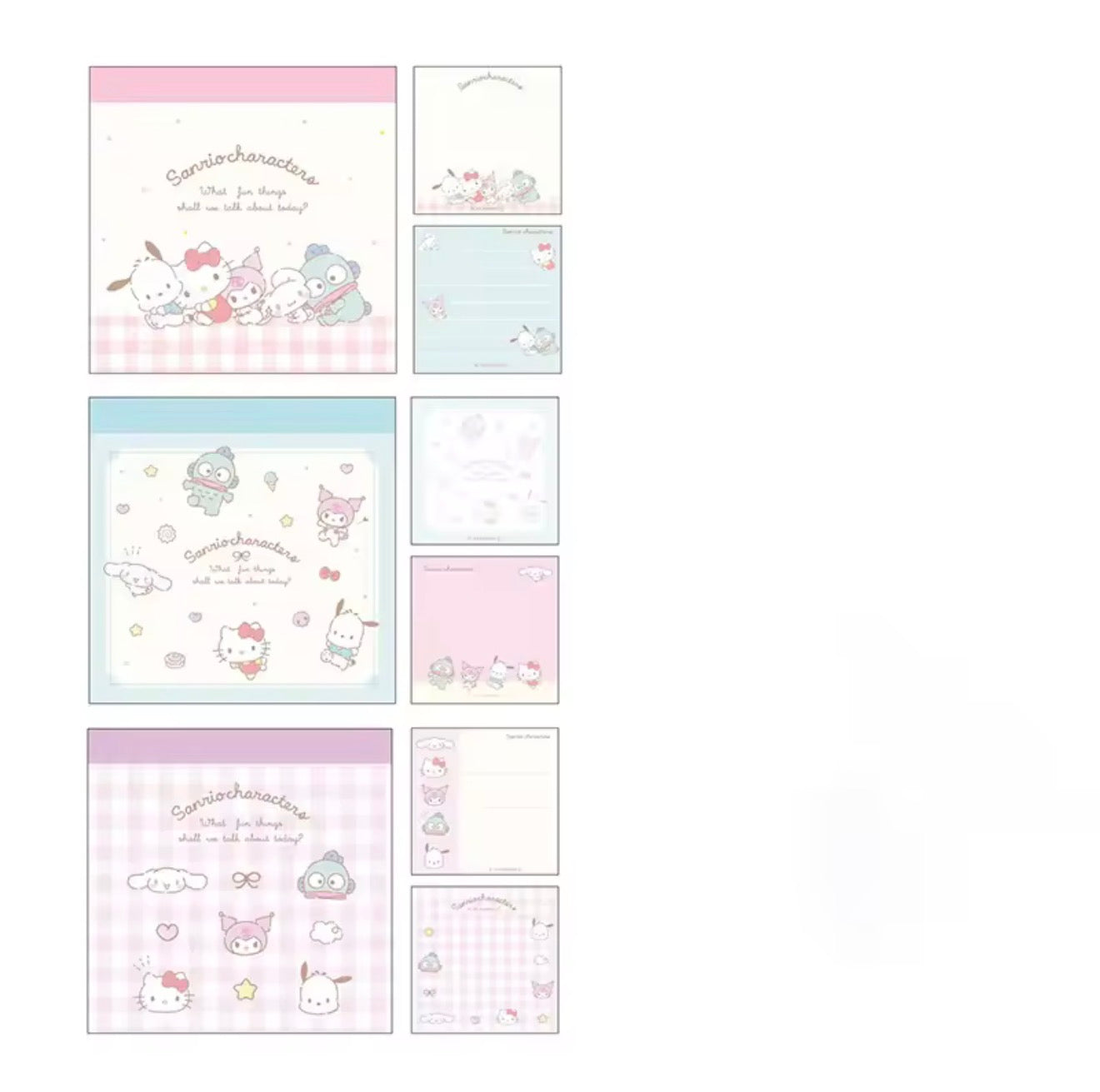 Sanrio Characters 3 set Mini Memopads